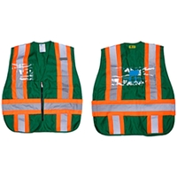 Dark green incident command vest, clear card holders, 4.5" stripes,...