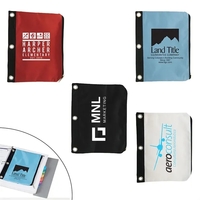 three-ring binder style zippered pen and pencil case in assorted colors.......