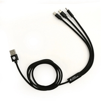 Four foot 3-in-1 plastic and aluminum charging cable with Type-C, MicroUSB......
