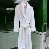 Super soft polyester unisex lounging robe with shawl collar, patch pockets......