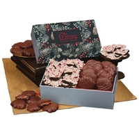 Peppermint Bark & Pecan Clusters in Pine Bough Sleeve Box
