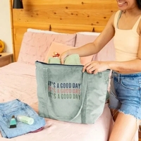 Large tote made of 10 oz.Corduroy with exterior gusset and zipper... from ASI...