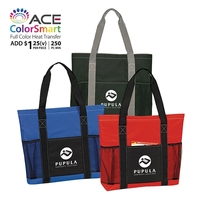 Tote bag with self sealing fabric band closure top closure. Front... from ASI...