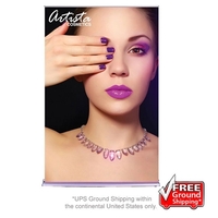 60" x 80" silver retractable banner stand with flat graphic.... from ASI...