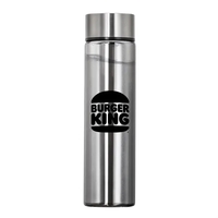 High quality borosilicate glass water bottle with stainless steel screw-top...