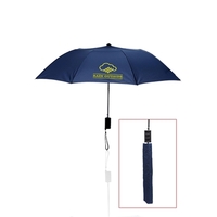 Compact folding umbrella with a 42" arc, auto-open mechanism, and matching......