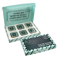 Chocolate covered pretzel gift box with 6 individual compartments and...