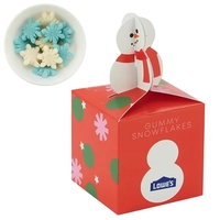 Cube-shaped box with a snowman topper filled with gummy snowflakes... from...