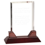 9 3/4" Rectangle Prestige Acrylic Award w/ Rosewood Base