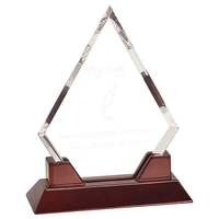 9 1/2" Diamond Prestige Acrylic Award w/ Rosewood Base