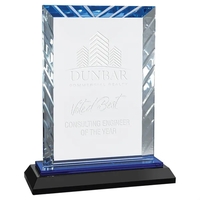 6" x 2" x 7" rectangular glass award with faceted edges... from ASI 74601 Calico
