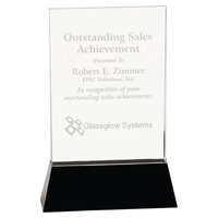 9" Clear Crystal Rectangle Wedge on Black Base