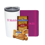 Purple Journal with Tumbler and Snacks