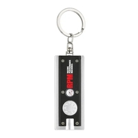 0.38" x 3.75" x 1" Ester plastic keychain with LED flashlight... from ASI...