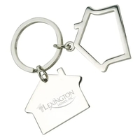 Bumi 0.19" x 1.19" x 1.5" metal keyring with two house-shaped... from ASI...