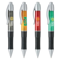 Jumbo click action ballpoint pen with black rubber grip and silver... from...