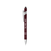 Click-action ballpoint pen with stylus, rubberized finish and black ink.......