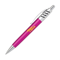 Hot pink click action plastic ballpoint pen with bold colored lower... from...