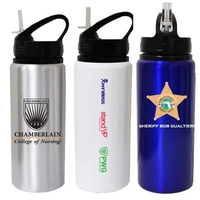 22 Oz. Sports water bottle, with straw drink spout, aluminum.... from ASI...