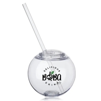15 oz. plastic fish bowl look-alike cup with straw and screw-on... from ASI...