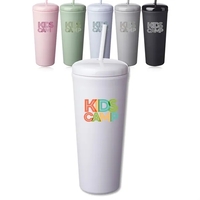 25 oz. double plastic tumbler with rubberized finish and a dome... from ASI...