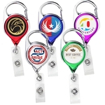 Metallic Finish Carabiner badge reel w/ belt clip back