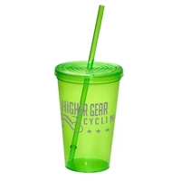 20 oz. BPA-free single-wall polypropylene plastic cup with straw and snap......