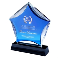 Prism star crystal trophy plus laser engraved in white or gold... from ASI...