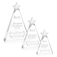 Optical crystal triangle shape award topped with a chrome star.... from ASI...