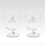 6" Brandy Snifter Glass Set - Etched (2)