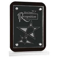 7 1/2" x 10" Black Floating Glass Standup Plaque