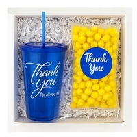 Thank You Tumbler with Straw & Popcorn Gift Box