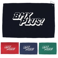 16" x 25" golf towel with a hook and grommet.... from ASI 57653 Gold Bond