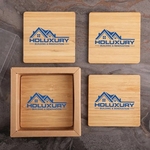 Square Bamboo 4 Pc. Coaster Set In Box