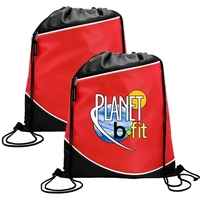 210D Polyester drawstring backpack with front zipper pocket plus full...