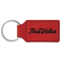 Red Leatherette Rectangle Keychain