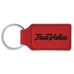 Red Leatherette Rectangle Keychain
