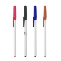 Plastic body stick pen with white barrel and colored cap with... from ASI...