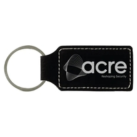 Black/Silver Laserable Leatherette Rectangle Keychain