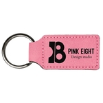 Pink Laserable Leatherette Rectangle Keychain