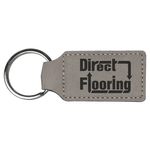 Gray Laserable Leatherette Rectangle Keychain
