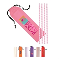 Reusable Straws in Full Color Drawstring Pouch