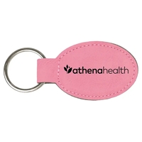 Pink Laserable Leatherette Oval Keychain