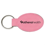 Pink Laserable Leatherette Oval Keychain