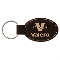 Black/Gold Laserable Leatherette Oval Keychain