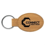 Bamboo Laserable Leatherette Oval Keychain