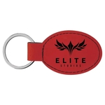 Red Leatherette Oval Keychain