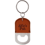 Oval Rawhide Leatherette Bottle Opener Keychain