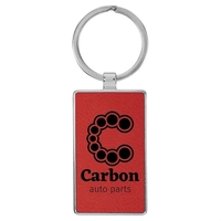 3" x 1 1/4" red PU leatherette/metal rectangle keychain with metal... from...