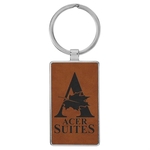 Rawhide Leatherette/Metal Rectangle Keychain